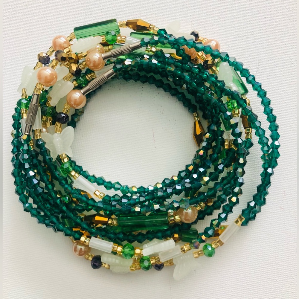 Luxurious Green and Gold Beaded Waist beads/Waist Chain